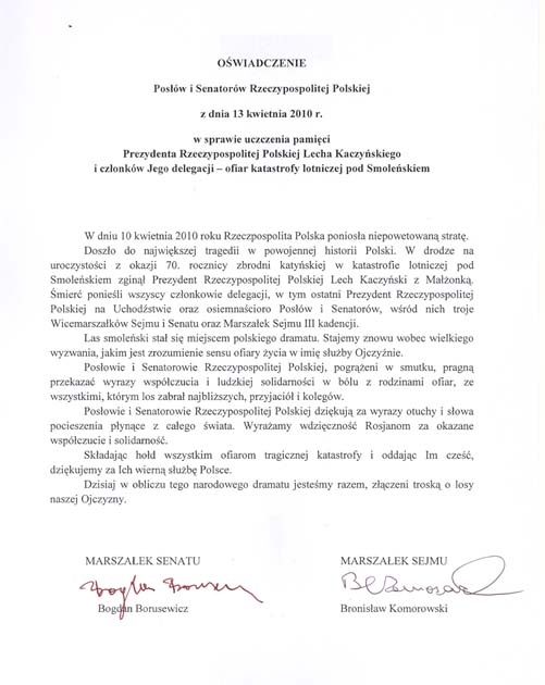 Oświadczenie Zgromadzenia